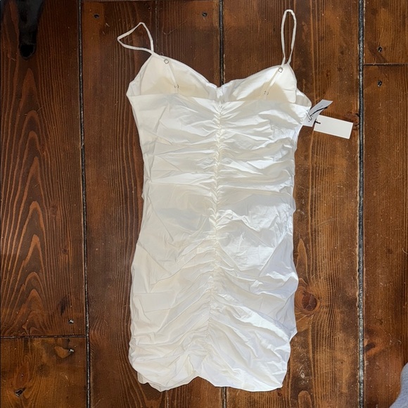 White Ruched Mini Dress - Picture 4 of 4